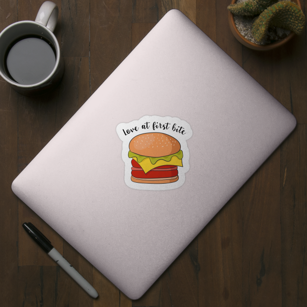 Love At First Bite- Tasty Funny Burger Gift by Dreamy Panda Designs